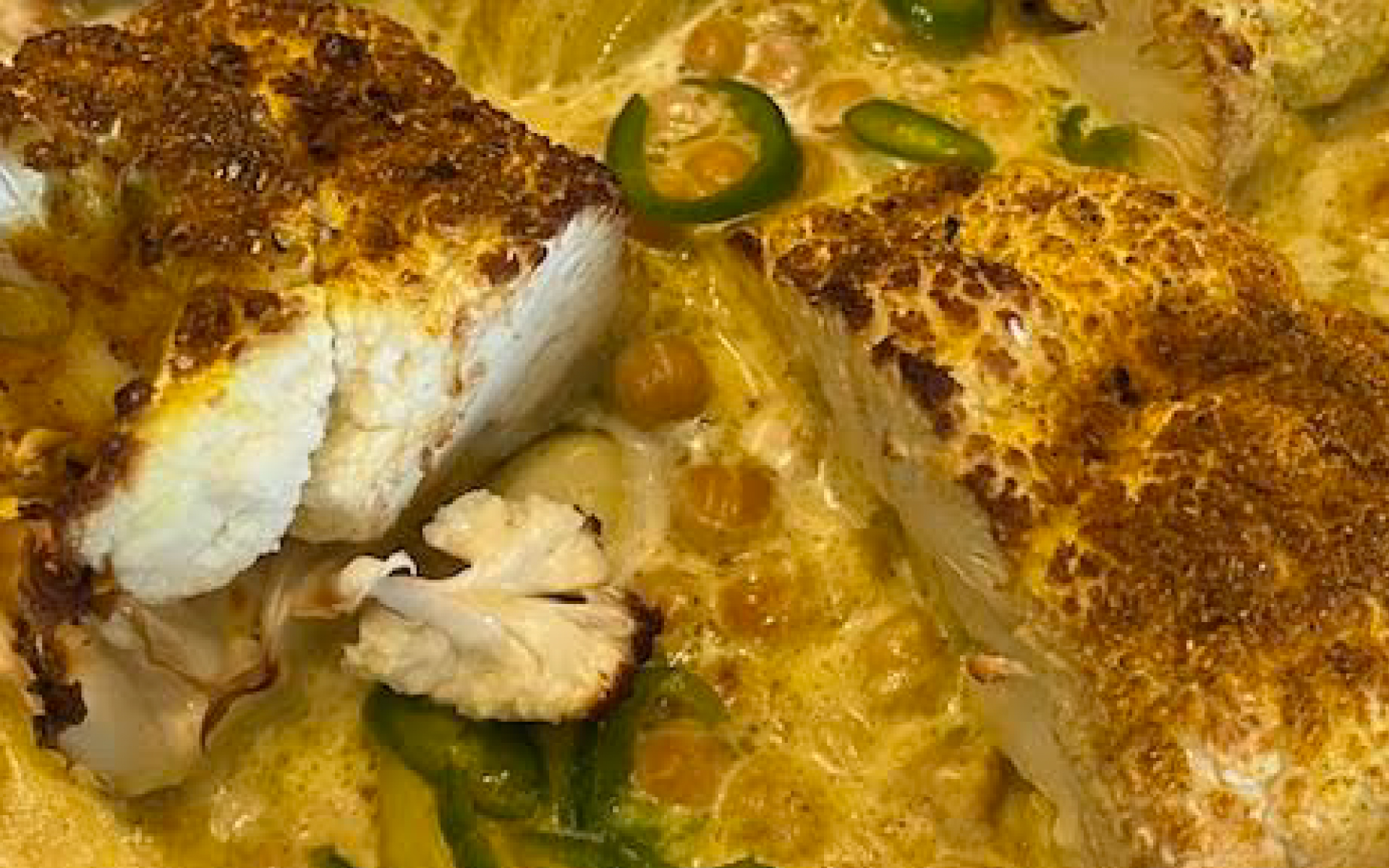 Coconut & Cauliflower Traybake with Green Chillies